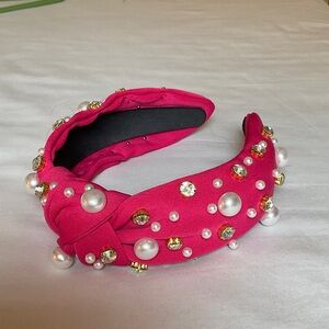 Elegant Pink Pearl Embellished Headband